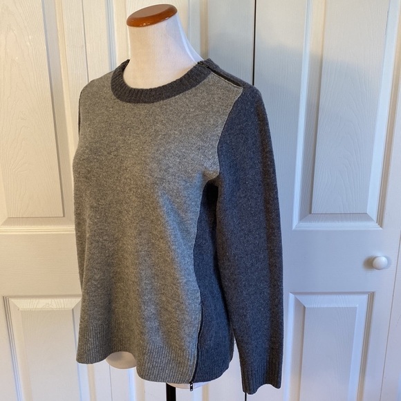 J. CREW Color Block Grey Double Zip Sweater Size Medium - Picture 4 of 14